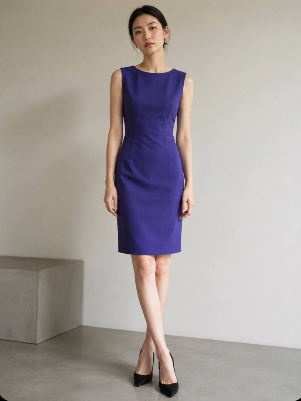 NWT Kasper Regal Purple Sleeveless Sheath Midi Dress Size 14